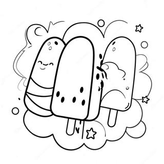 Colorful Popsicle In Summer Coloring Page 6605-5374