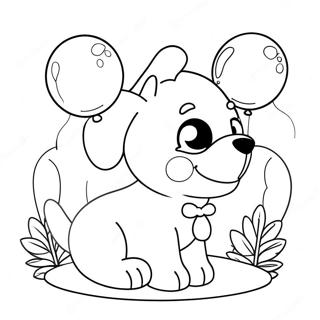 Cute Birthday Puppy With Balloons Coloring Page 66121-54613