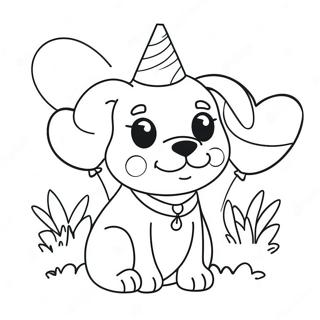 Cute Birthday Puppy With Balloons Coloring Page 66121-54614