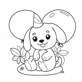 Cute Birthday Puppy With Balloons Coloring Page 66121-54615