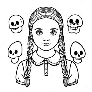 Wednesday Addams In Spooky Costume Coloring Page 66151-54648