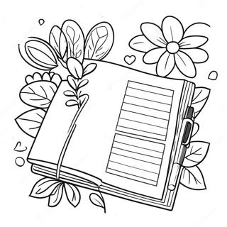 Cute Diary With Flowers Coloring Page 66201-54675