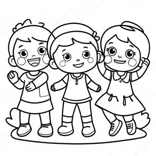 Joyful Black Children Playing Coloring Page 66281-54744