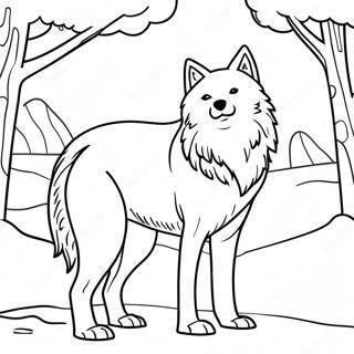 Majestic Arctic Wolf In Snowy Landscape Coloring Page 66401-54833