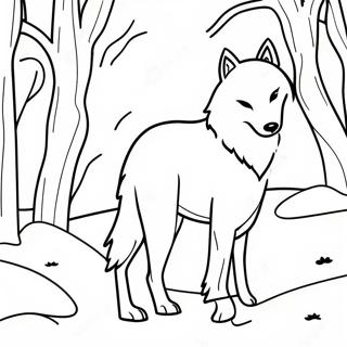 Majestic Arctic Wolf In Snowy Landscape Coloring Page 66401-54834