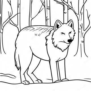 Majestic Arctic Wolf In Snowy Landscape Coloring Page 66401-54835