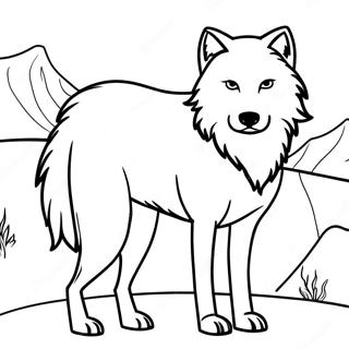 Majestic Arctic Wolf In Snowy Landscape Coloring Page 66401-54836