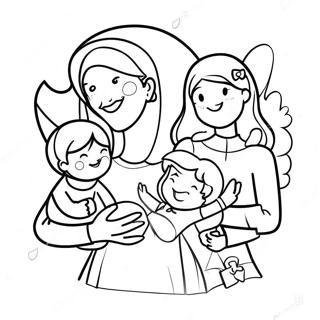 Super Mom With Kids Coloring Page 66631-55027