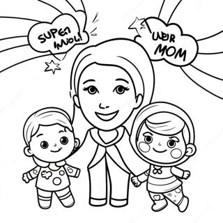 Super Mom With Kids Coloring Page 66631-55028