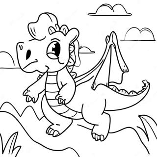 Puff The Magic Dragon Flying Over Mountains Coloring Page 66651-55035