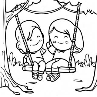 Kids Swinging In The Park Coloring Page 66691-55058