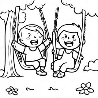 Kids Swinging In The Park Coloring Page 66691-55059