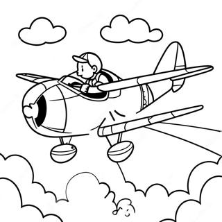 Adventurous Pilot Flying A Plane Coloring Page 66721-55097