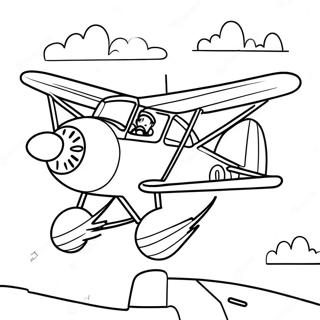 Adventurous Pilot Flying A Plane Coloring Page 66721-55098