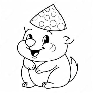 Cute Mole With Party Hat Coloring Page 66861-55203