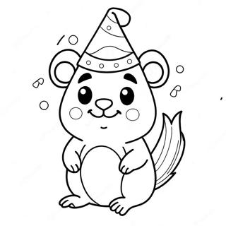 Cute Mole With Party Hat Coloring Page 66861-55204