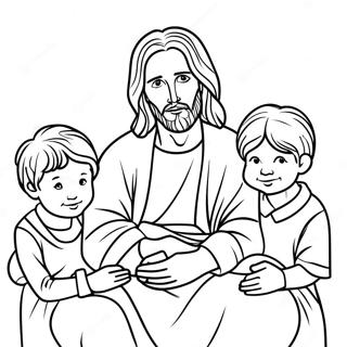 Jesus Christ With Children Coloring Page 66891-55229