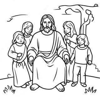 Jesus Christ With Children Coloring Page 66891-55231