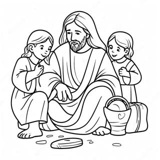 Jesus Christ With Children Coloring Page 66891-55232