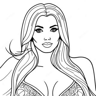 Kim Kardashian In Glamorous Outfit Coloring Page 66901-55241