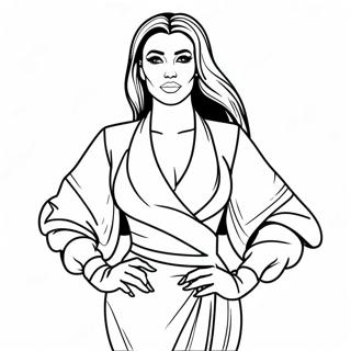 Kim Kardashian In Glamorous Outfit Coloring Page 66901-55242