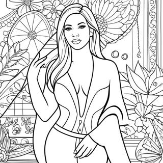 Kim Kardashian In Glamorous Outfit Coloring Page 66901-55243