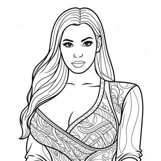 Kim Kardashian In Glamorous Outfit Coloring Page 66901-55244