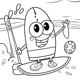 Chill Spongebob With A Surfboard Coloring Page 66982-55289