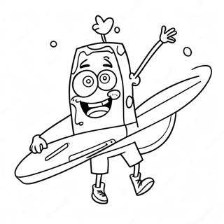 Chill Spongebob With A Surfboard Coloring Page 66982-55291