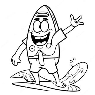 Chill Spongebob With A Surfboard Coloring Page 66982-55292