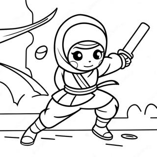 Fearless Ninja Girl In Action Coloring Page 67022-55345