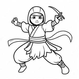 Fearless Ninja Girl In Action Coloring Page 67022-55346