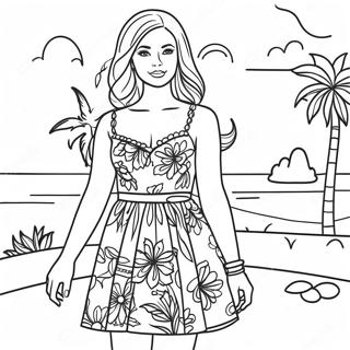 Stylish Hot Girl In Summer Dress Coloring Page 67082-55370