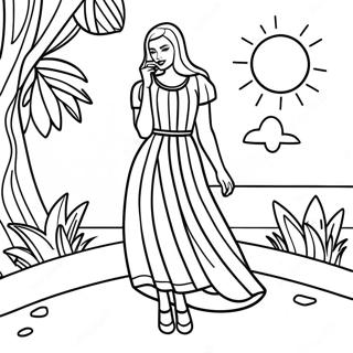 Stylish Hot Girl In Summer Dress Coloring Page 67082-55372