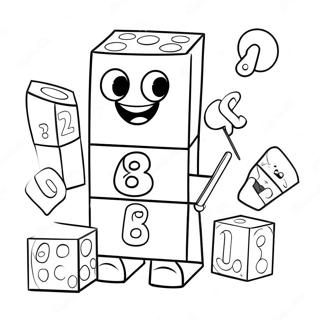 Colorful Numberblocks 8 In Action Coloring Page 67163-55422