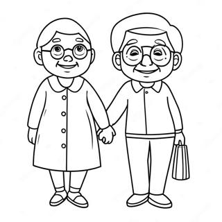 Cute Grandparents Holding Hands Coloring Page 6725-5471