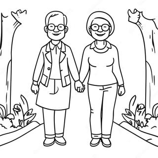 Cute Grandparents Holding Hands Coloring Page 6725-5472