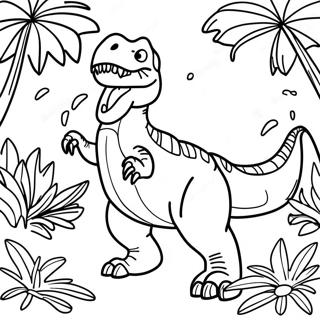 T Rex Roaring In The Jungle Coloring Page 67263-55497