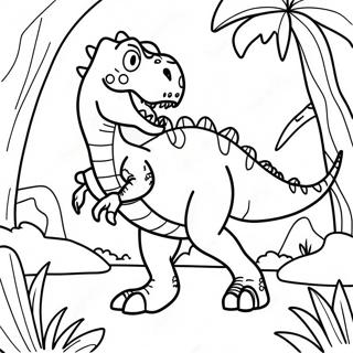 T Rex Roaring In The Jungle Coloring Page 67263-55498