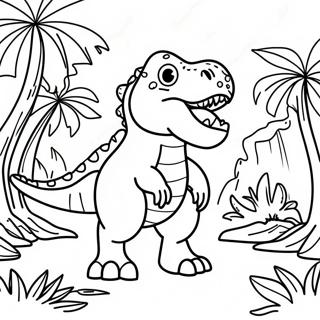 T Rex Roaring In The Jungle Coloring Page 67263-55499