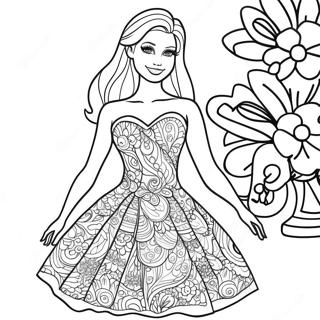 Chelsea Barbie In A Sparkly Dress Coloring Page 67273-55510