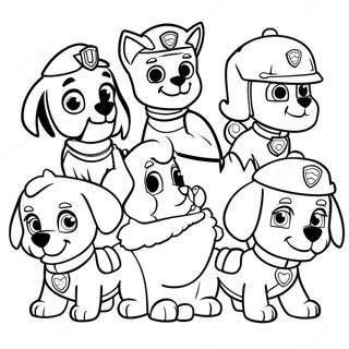 Paw Patrol Characters In Santa Hats Coloring Page 672-537