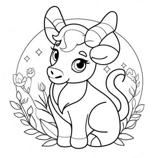 Cute Capricorn With Flowers Coloring Page 67303-55529