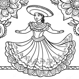 Folklorico Dancer Coloring Page 67452-55654