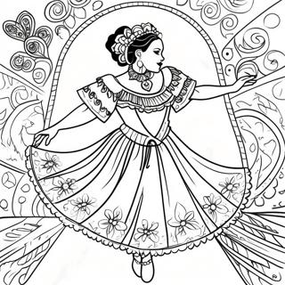 Vibrant Folklorico Dancer In Traditional Dress Coloring Page 67453-55670