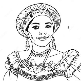 Vibrant Folklorico Dancer In Traditional Dress Coloring Page 67453-55671