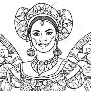 Vibrant Folklorico Dancer In Traditional Dress Coloring Page 67453-55672