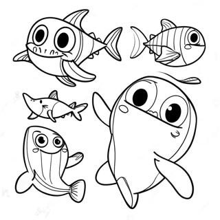 Funny Shark Tale Characters Coloring Page 67563-55737