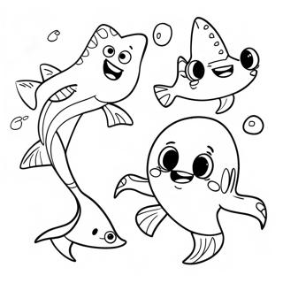 Funny Shark Tale Characters Coloring Page 67563-55738