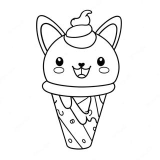 Cute Cat In Ice Cream Cone Coloring Page 67603-55778